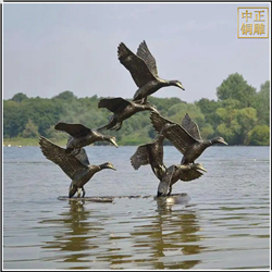 鑄銅關公 水中天鵝景觀銅雕塑