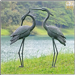 鑄銅關公 一對仙鶴銅雕塑