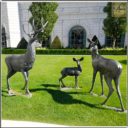 鑄銅關公 一家三口銅鹿雕塑