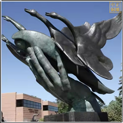 鑄銅關(guān)公 大型飛行群野鵝銅像在手