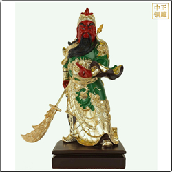 彩繪貼金紅臉關公雕像 彩繪貼金紅臉關公雕像