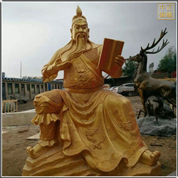 鑄銅關(guān)公 純黃銅關(guān)公看書雕像