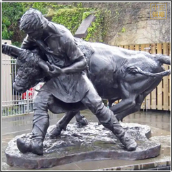 鑄銅關(guān)公 園林斗牛銅雕塑
