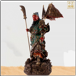 鑄銅關(guān)公 紅臉小型關(guān)公雕塑擺件