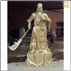 鑄銅關(guān)公 貼金提刀關(guān)公銅像圖片