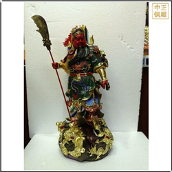 鑄銅關(guān)公 小型彩繪銅關(guān)公雕塑擺件